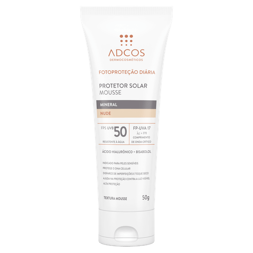 Fotoprotetor Adcos Mousse Mineral FPS50 Nude 50g