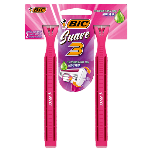 Aparelho Descartável para Depilar Comfort 3 Pink 2 Unidades 3 Lâminas Aloe Vera Bic