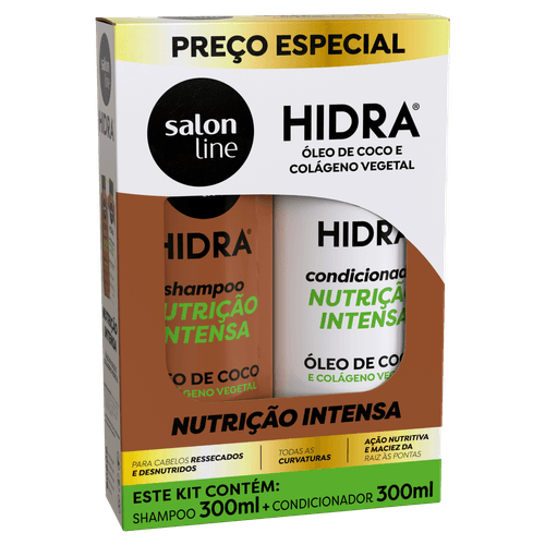Kit Shampoo Hidratante e Condicionador Hidra Coco 300 ml Salon Line