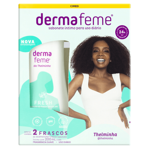 Sabonete Líquido Íntimo Fresh Pack 2x200ml Fragrância Suave Dermafeme