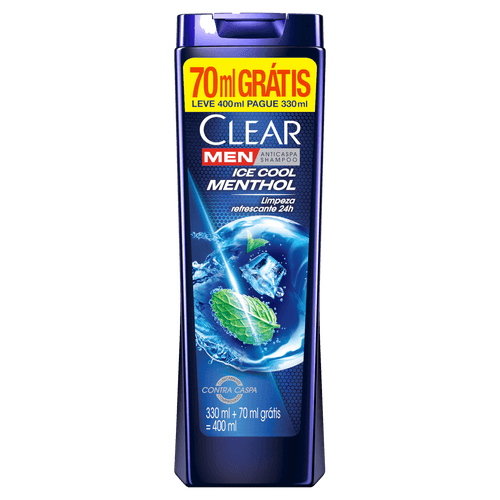 Shampoo Anticaspa Clear Men Ice Menthol 400ml