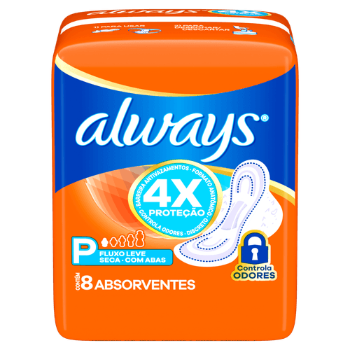 absorvente Super Proteção Seca com abas Always C/ 8 unidades
