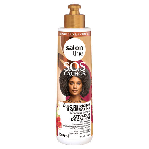 Ativador de Cachos SOS Rícino e Queratina 300ml Salon Line