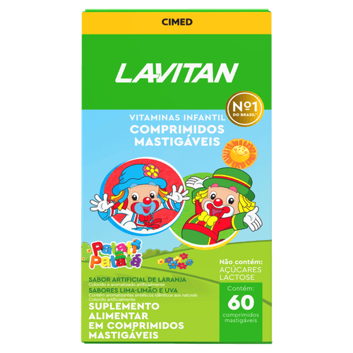 Lavitan Imunidade Kids Uva, Lima-Limão e Laranja - 60 comprimidos mastigáveis
