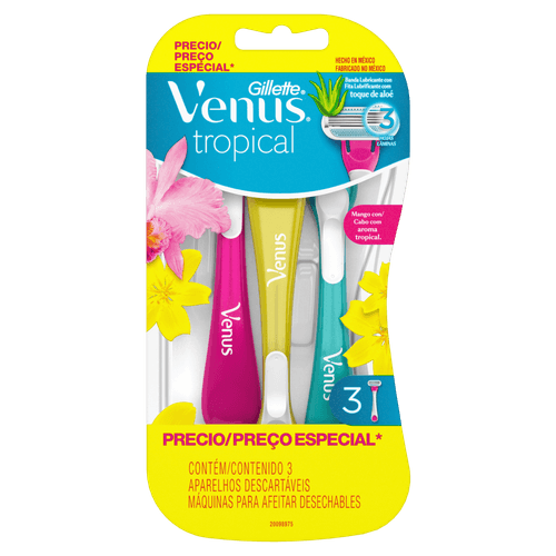 Kit Aparelho Barbear Venus Tropical 3Un - Gillette Venus