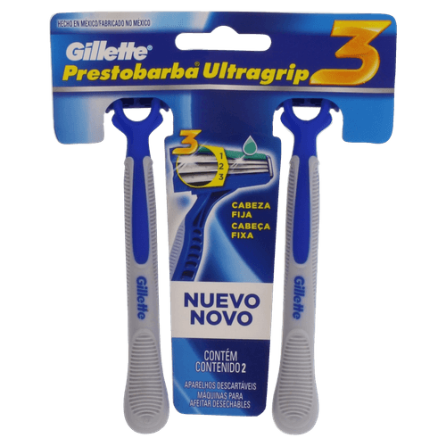 Aparelho de Barbear Descartável Prestobarba Ultragrip 3 2 Unidades 3 Lâminas Gillette