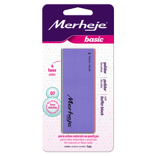 Bloco Polidor para Unhas 4 Faces 07 Merheje Basic 1 Unidade