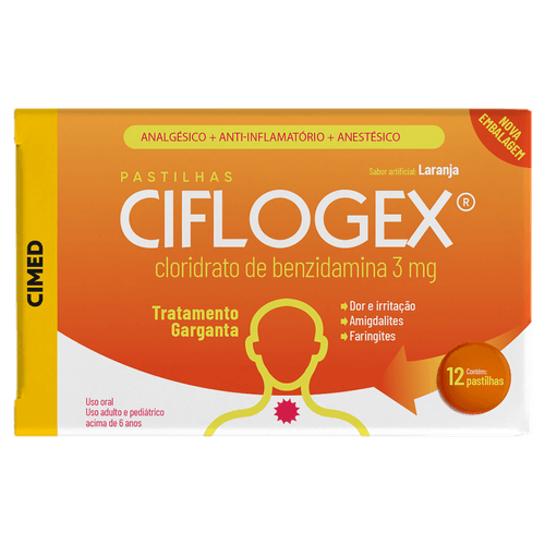 Pastilhas para Garganta Ciflogex - Laranja - 12 unidades