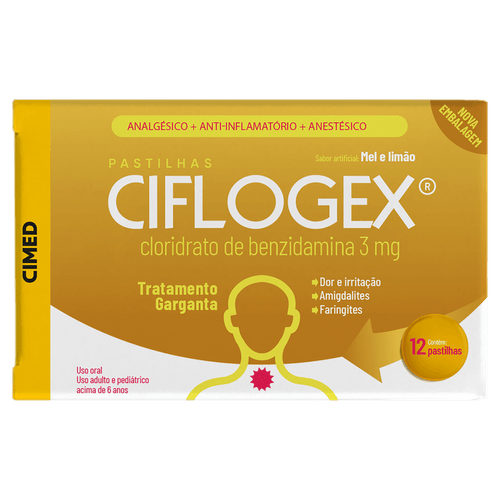 Pastilhas para Garganta Ciflogex - Mel e Limão- 12 unidades