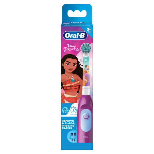 Escova Dental Elétrica Disney Princesas 1 unidade + 2 Pilhas AA Cerdas Ultra Macias Oral-B