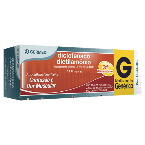 Diclofenaco Dietilamonio 10mg Gel Dermatológico 60g - Genérico - Germed