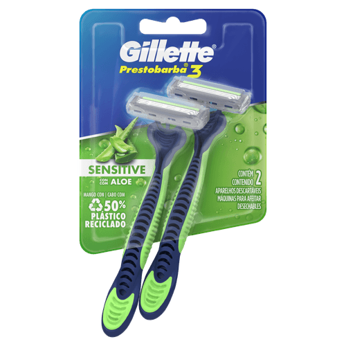 Kit Aparelho Barbear Prestobarba 3 Sensi 02Un - Gillette Prestob3