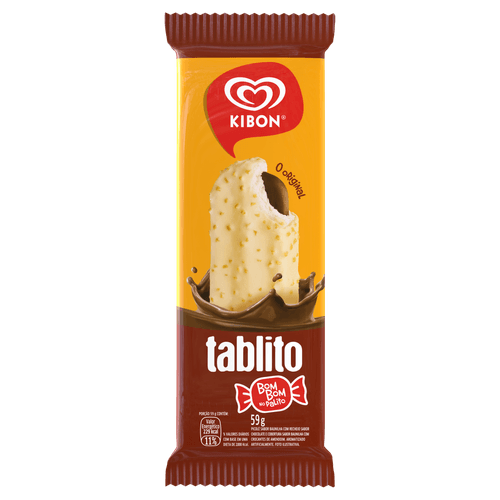 Picolé Tablito 72ml Baunilha com Recheio de Chocolate e Amendoim Kibon
