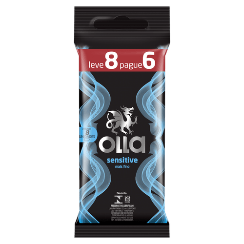 Preservativo Sensitive Mais Fino 8 Unidades Lubrificado Látex Olla