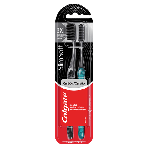 Escova Dental Macia Carvão Rock in Rio Colgate Slim Soft - 2 Unidades