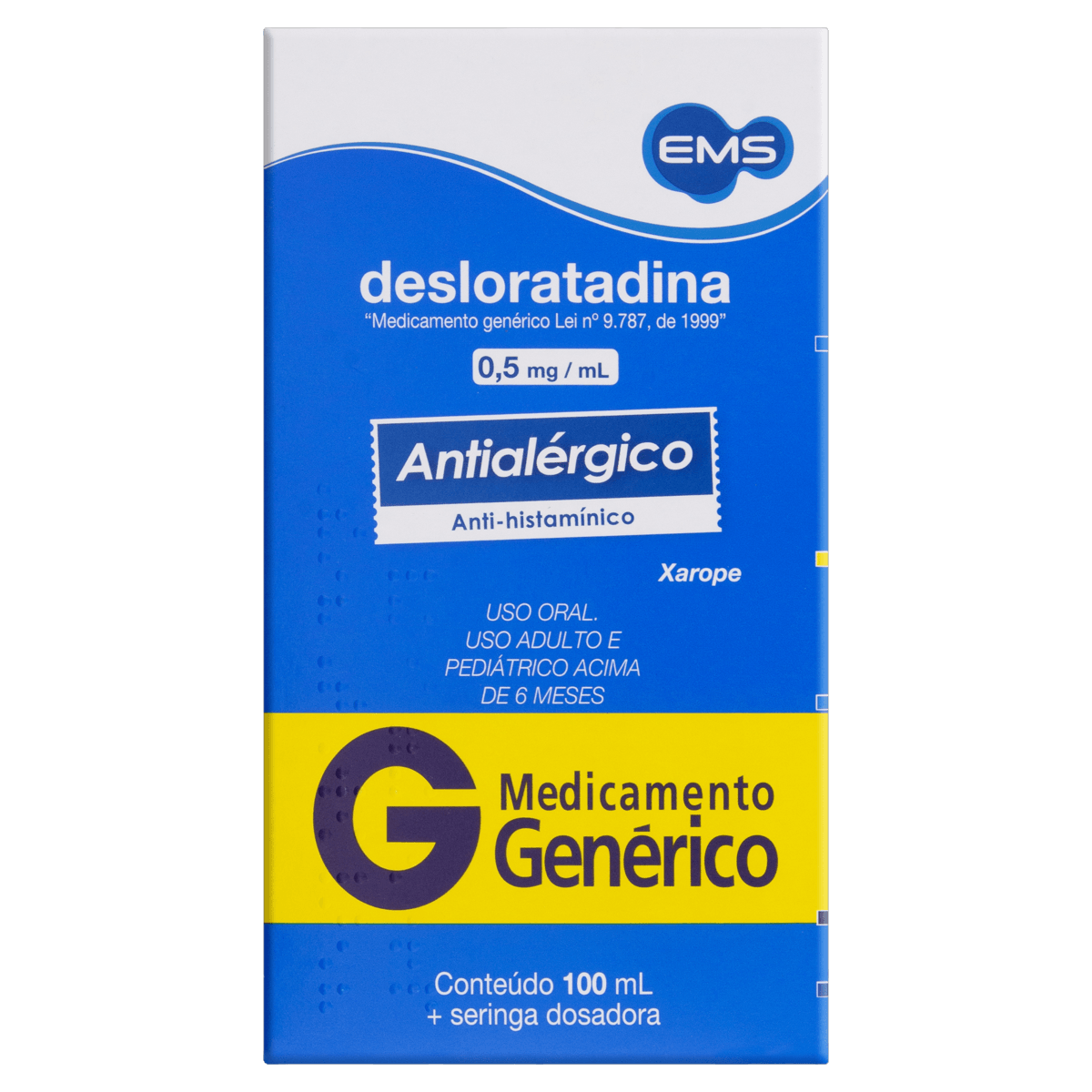 Xarope Desloratadina 0,5mg/ml 100ml Genérico EMS