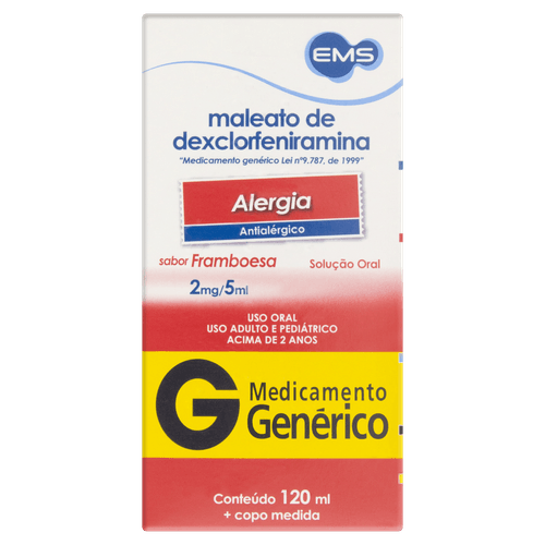 Maleato Dexclorfeniramina 2mg Sl Or 120ml - Genérico - Ems