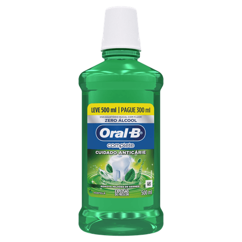 Enxaguante Bucal Complete 500ml+300ml Hortelã Sem Álcool Oral-B