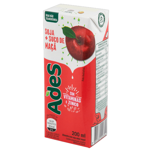 Suco de Soja Ades Maçã 200 ml Enriquecido com Vitaminas Coca-Cola
