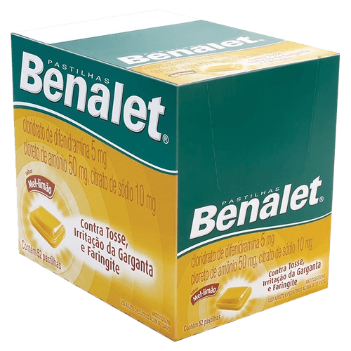 Pastilha para Garganta Benalet Sabor Mel Limão 5mg 04 Unidades
