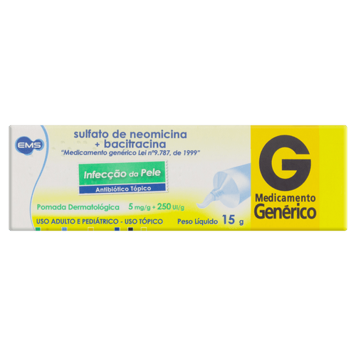 Neomicina + Bacitracina Pomada Dermatológica 15g - EMS