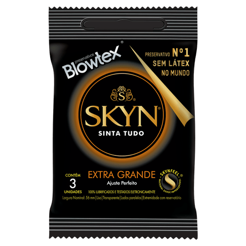 Preservativo Masculino Skyn Extra Grande 56mm 3 Unidades Poliisopreno Blowtex