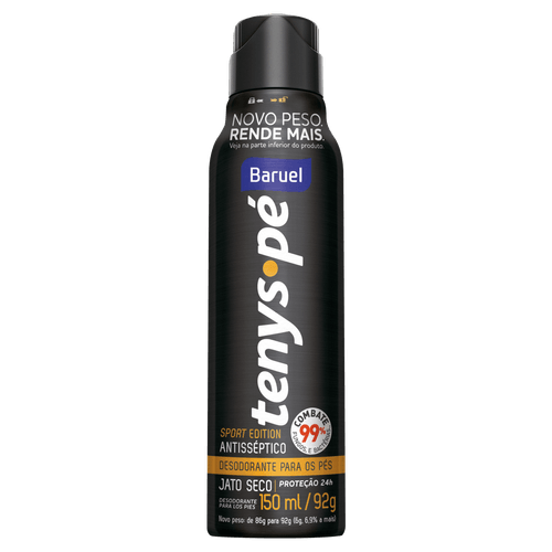 Desodorante Jato Seco para Pés Sport Edition Spray 150 ml Antisséptico Tenys Pe