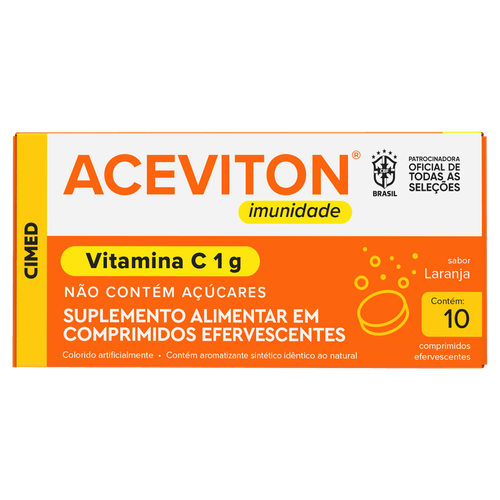 Vitamina C 1g Aceviton Imunidade Laranja - 10 Comprimidos Efervescentes