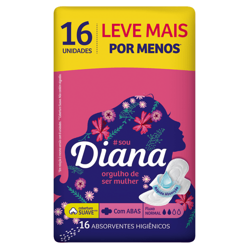 Absorvente Diana com Abas Suave Leve Mais Pague Menãos - 16 Unidades