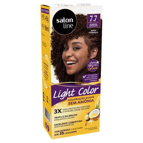 Coloração Semi-Permanente Light Color 7.7 Marrom Dourado 90ml Salon Line