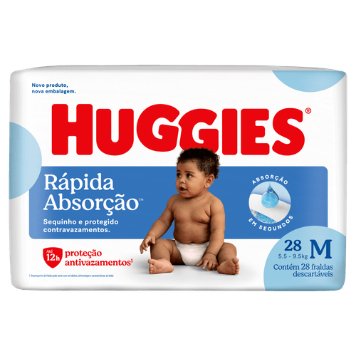 Fralda Infantil Descartável Huggies Tripla Proteção M Dia e Noite 28 Unidades