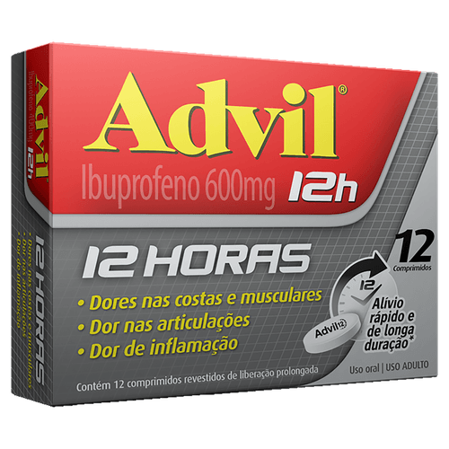 Analgésico Ibuprofeno Advil 600mg Comprimido Revestido 12 Unidades