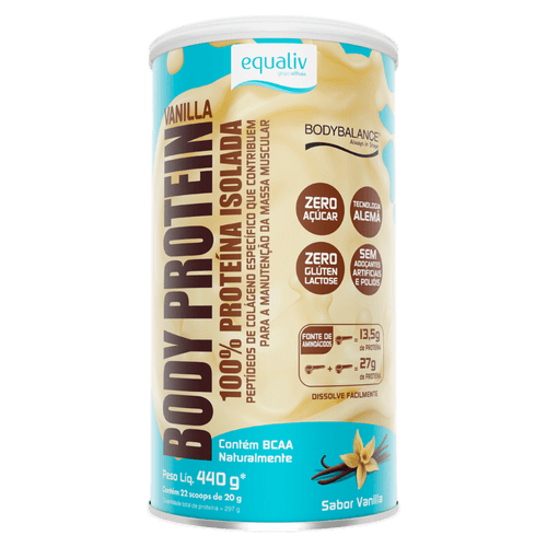 Equaliv Body Protein Suplemento Proteico em Pó 440g Baunilha 13,5g proteína