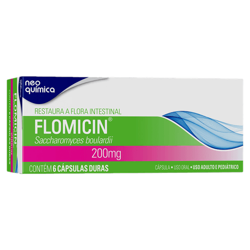 FLOMICIN Cápsulas 200 mg (Saccharomyces boulardii) 6 cápsulas Probiótico para diarreia