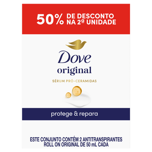 Dove Desodorante Antitranspirante Roll-on Original 50ml x2 Sérum Pró-Ceramidas 72h