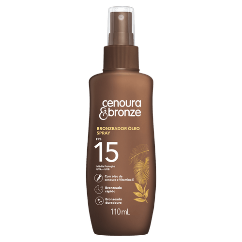 Bronzeador Óleo FPS 15 Cenoura & Bronze Spray - 110ml