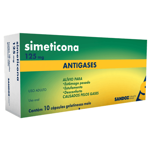 Antiflatulento Simeticona Sandoz 125mg Cápsula 10 Unidades