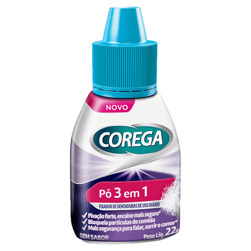 Fixador de Dentadura Pó 3 em 1 22g Sem Sabor Corega