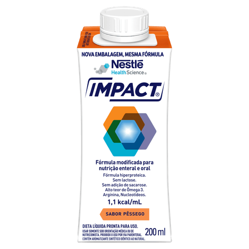 IMPACT Fórmula Hiperproteica Pêssego 200ml Nutrição Enteral/Oral Sem Lactose