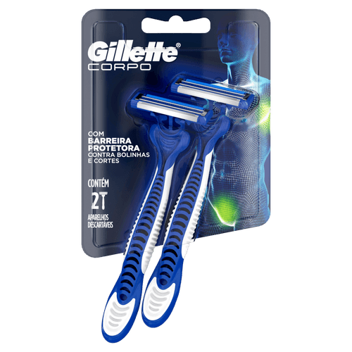 Aparelho de Barbear Descartável Corpo 3 Lâminas Lubrastrip 2 unidades Gillette