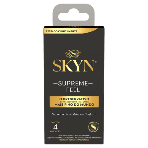 Preservativo Masculino Lubrificado Supreme Feel Suave Skyn - 4 Unidades