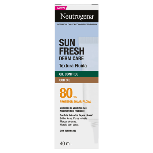 Protetor Solar Facial FPS 80 Neutrogena Sun Fresh Derm Care Cor 3.0 - 40ml