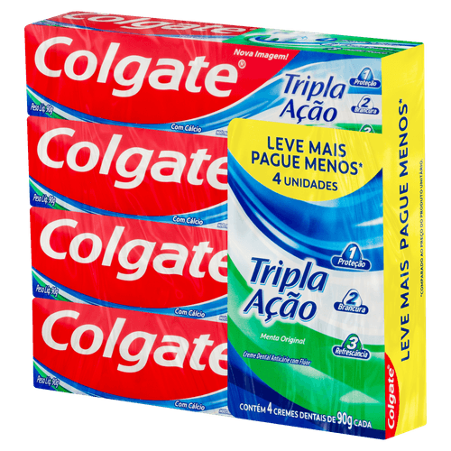 Kit Creme Dental Menta Original Colgate Tripla Ação 90g - 4 Unidades