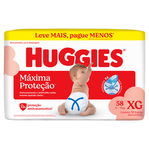 Fralda Descartável Infantil Supreme Care XG Noturna 58 Unidades Huggies