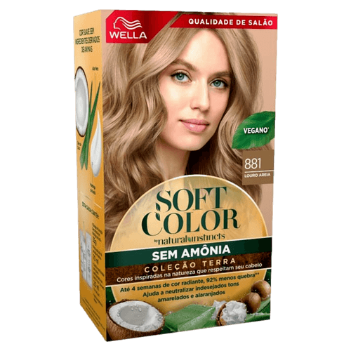 Kit Coloração Creme Cor 61 Louro Escuro Amadeirado Wella Soft Color