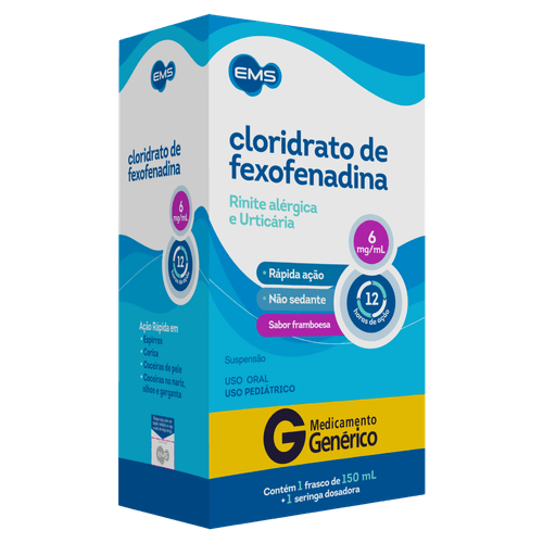 Cloridrato de Fexofenadina 6mg Framboesa EMS - 150ml Suspensão + Seringa Dosadora