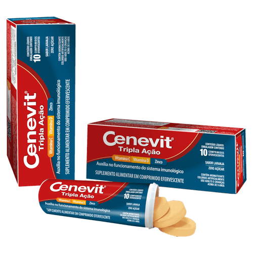 Suplemento Laranja Cenevit Tripla Ação - 10 Comprimidos Efervescentes