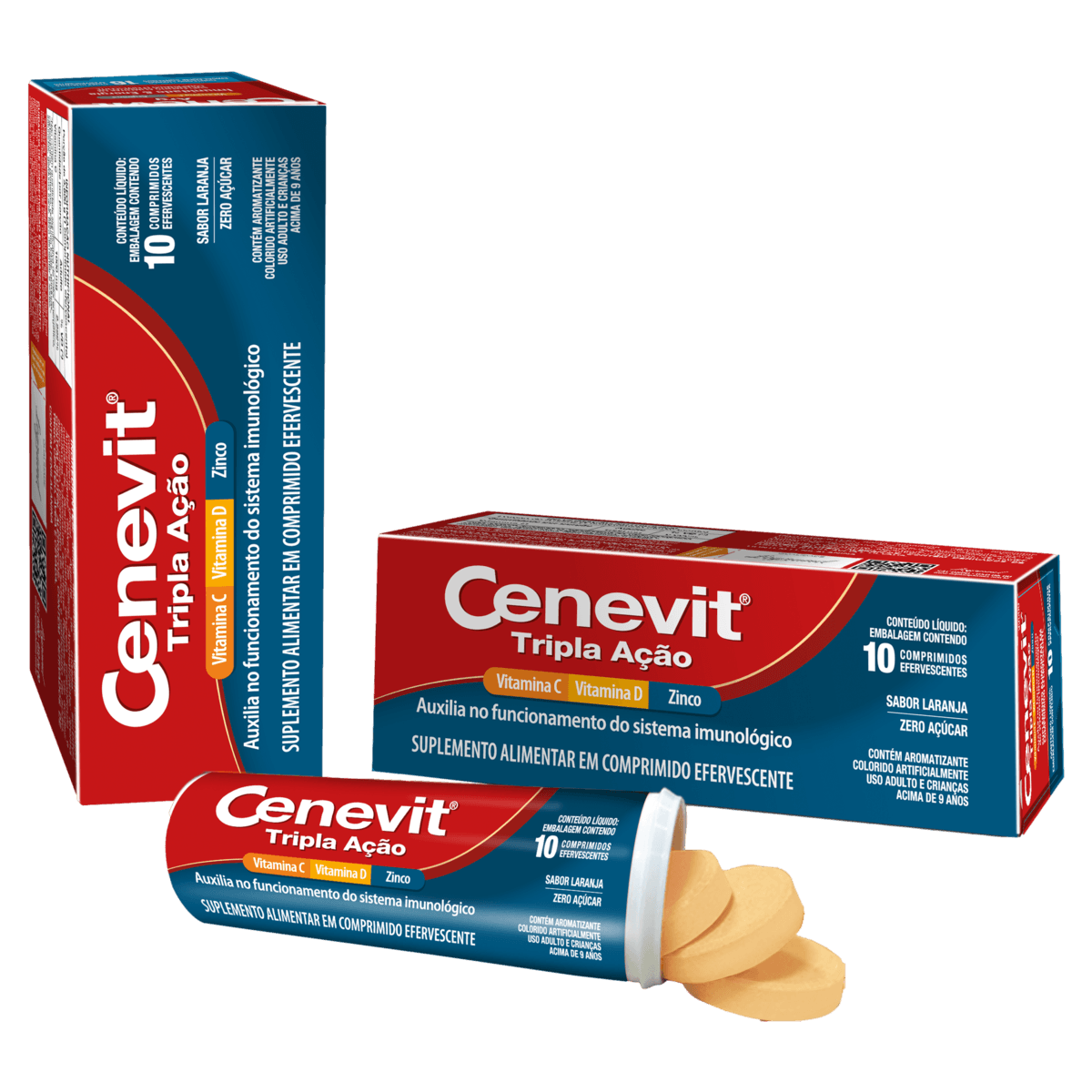 Cenevit Tripla Acao Com 10 Comprimidos Efervescentes Sabor Laranja