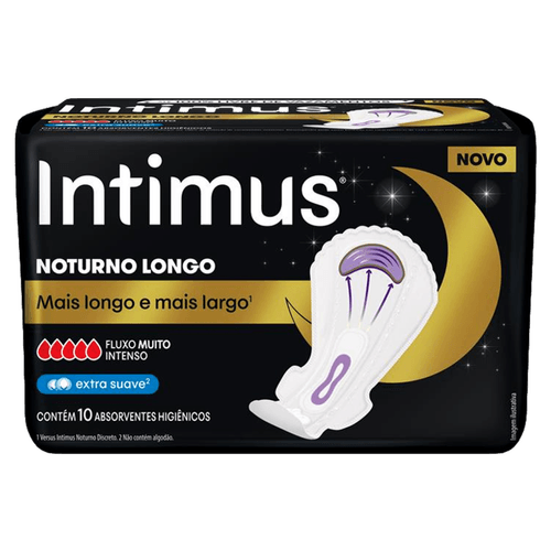 Absorvente com Abas Extra Suave Intimus Noturno Longo - 10 Unidades
