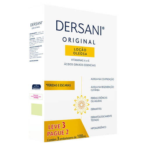 Kit Dersani Loção Oleosa Original 100m -  3 Unidades